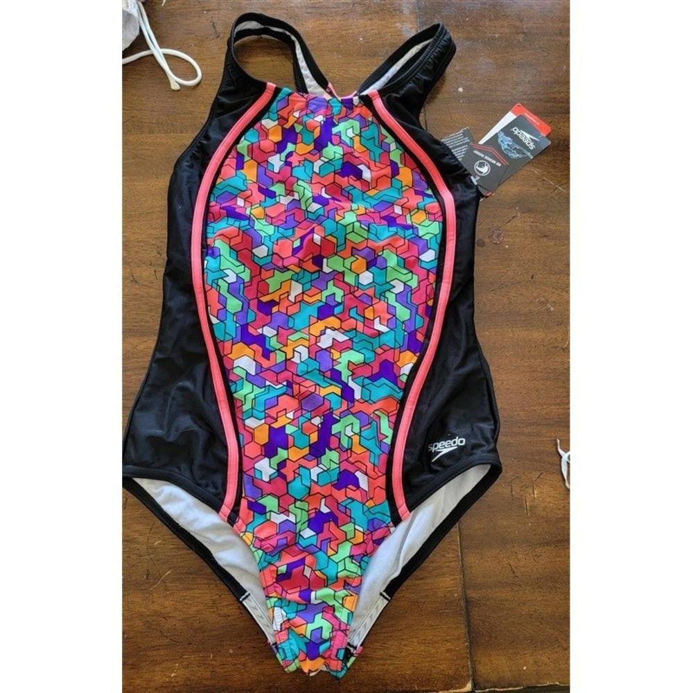 NWT Speedo 16 Girls Puzzle Piece 1PC Swimsuit 121507